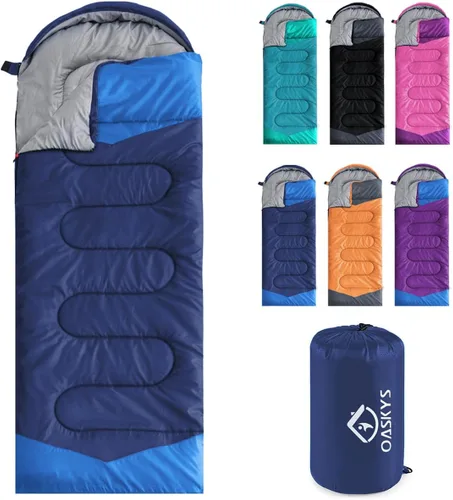 Vista 20 de oaskys Camping Sleeping Bag - 3 Season Warm & Cool Weather - Summer Spring Fall Lightweight Waterproof for Adults Kids - Camping Essentials Gear