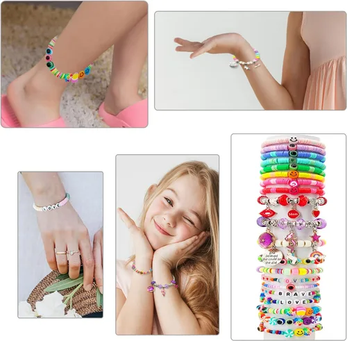 Vista 5 de leitait Kit de Fabricación de Pulseras de Juguetes para Niñas - Kit de Fabricación de Joyas con Dijes de 3000 Piezas, Rellenos para Canasta