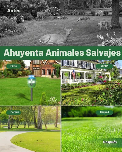 Vista 3 de Dispositivo solar repelente de ciervos de 360° para patio y jardín, sin sensor de movimiento de punto ciego para mantener alejados a ciervos