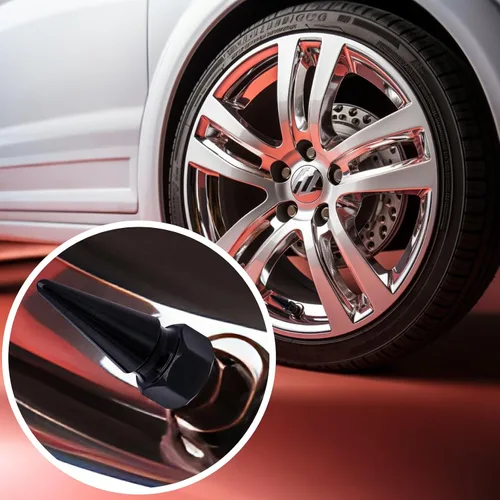 Vista 3 de 4 piezas de tapas de válvula de rueda con forma de punta, tapa de aire de aluminio para automóviles, cubiertas universales de válvula de rueda a