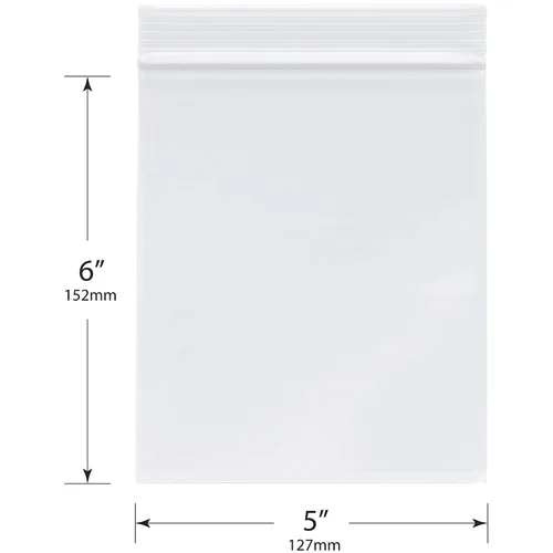 Vista 2 de Plymor 5" x 6" (caja de 1,000), bolsas de plástico con cierre de cremallera de 2 mil