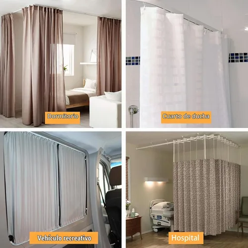 Vista 3 de Riel de cortina flexible de techo Riel de cortina curvado de 9.8 pies (3 m) con rodillos silenciosos Montaje flexible para ducha, ventana