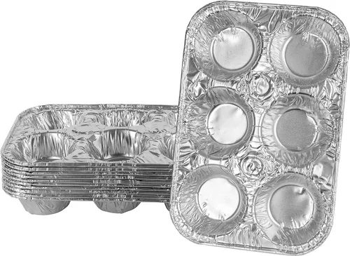 Vista 14 de PLASTICPRO Moldes de papel de aluminio para muffins reutilizables y desechables, molde de papel de aluminio para muffins y tartas