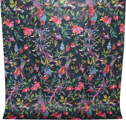 Vista 3 de Vedant Designs - Tela con estampado de bloques a mano, 100 % algodón, costura india (negro, 5 yardas)