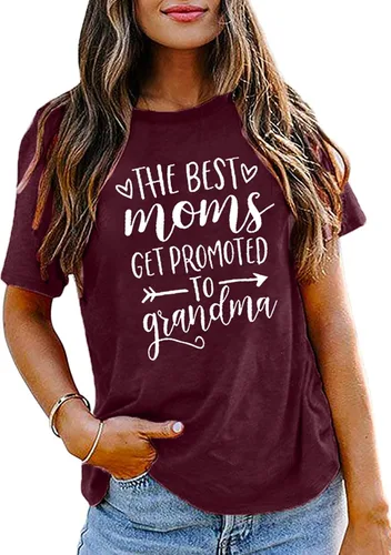Vista 2 de Camiseta de manga corta para mujer, con texto en inglés "Get Promoted to Grandum", camiseta casual de regalo para abuelas