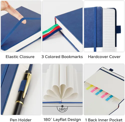 Vista 2 de FOCUS DAY Cuaderno de tapa dura 8.5 x 11, cuaderno de 320 páginas tamaño A4 grande para la universidad con líneas para la escuela y el trabajo, gran