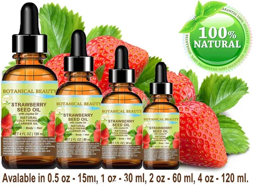 Vista 6 de Botanical Beauty Aceite de semilla de fresa orgánico 100% puro hidratante natural. Aceite portador prensado en frío. 2 fl oz.- 2.0 fl oz. Para cara