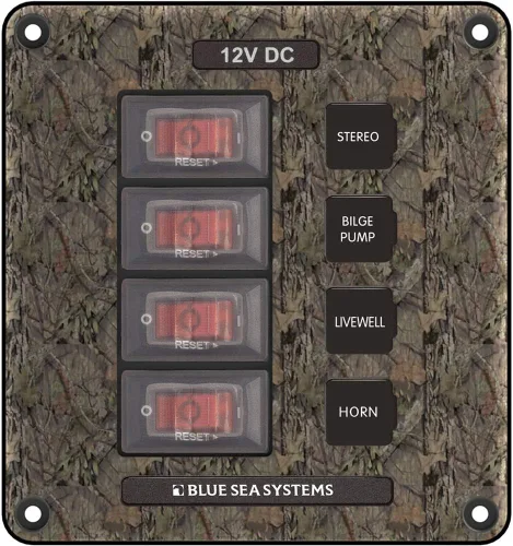 Vista 3 de Blue Sea Systems 4322 Panel de interruptores de disyuntor resistente al agua, gris, 6 posiciones