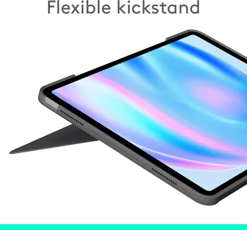 Vista 3 de Logitech Combo Touch - Funda con teclado para iPad Air de 13 pulgadas (M2) (2024), teclado retroiluminado desmontable con soporte, escritura cómoda