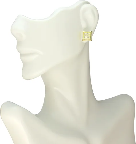 Vista 3 de Kite 0.354 in Oro o Plata Tono AAA Micro Pave Cz Hip Hop Tornillo En Pendientes