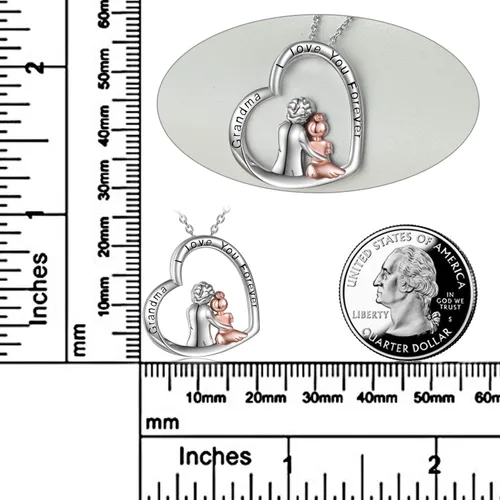 Vista 3 de POPLYKE Collar de plata de ley con diseño de corazón para abuela, hermana, madre, día de San Valentín