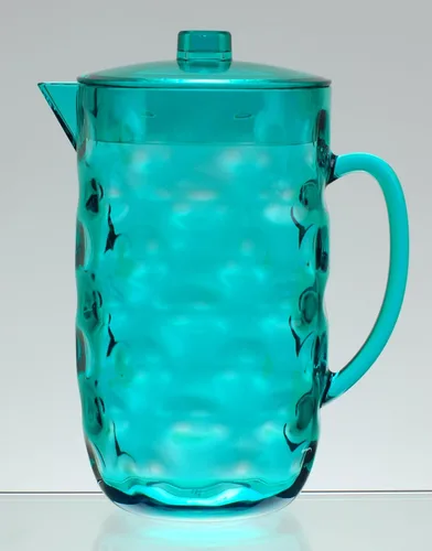 Vista 2 de Jarra de plástico acrílico con tapa, sin BPA, ideal para té helado y agua, azul, 0.63 galones, 80 onzas, 2.5 cuartos de galón
