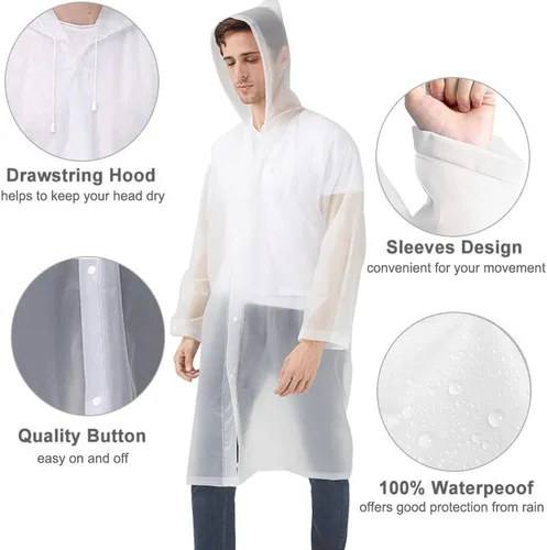 Vista 2 de Ponchos de lluvia impermeables para adultos y mujeres, chaqueta de lluvia reutilizable con capucha para la familia, Disney Park Travel 2