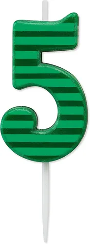 Vista 10 de Papyrus Vela de cumpleaños número 0, rayas verdes (1 unidad)