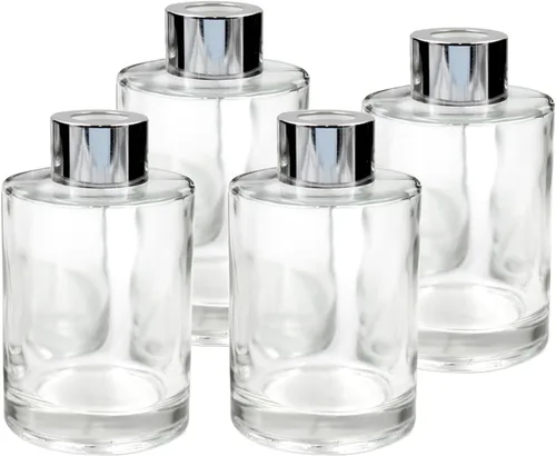 Vista 10 de Botellas difusoras de vidrio de fragancia, botellas difusoras recargables, juego de 4 frascos difusores