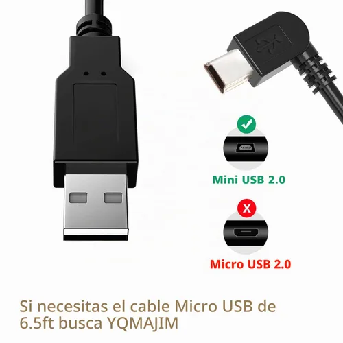 Vista 4 de Cable de carga para cámara de salpicadero, mini USB de 6.5 pies, espejo de cámara de salpicadero, cable de alimentación GPS, compatible con Garmin