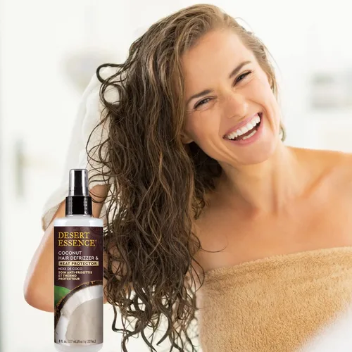 Vista 8 de Desert Essence Desfrizador de pelo de coco y protector de calor, 8 onzas líquidas, sin gluten, vegano, libre de crueldad, aceite de coco y extracto
