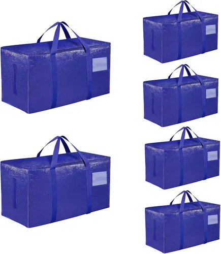 Vista 27 de Paquete de 4 bolsas de mudanza extra grandes y resistentes, bolsas de almacenamiento impermeables con asas y cremalleras, plegables para dormitorio