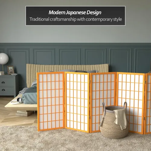 Vista 2 de Biombo portátil simple de 3 pies Biombo Shoji para dividir una cuarto, clásico diseño japonés, 4 tamaños y 6 colores, Madera, Honey