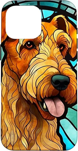 Vista 19 de Airedale Terrier Dog Stained Glass Case for iPhone 17