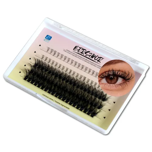 Vista 23 de Pestañas postizas 3D con volumen de ojo de gato, pestañas de banda transparente de 0.472 pulgadas, aspecto natural, imitación de visón, tira