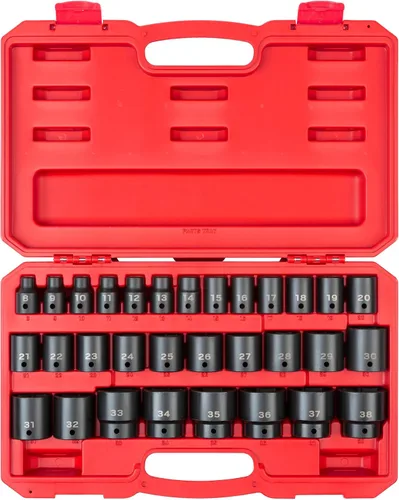 Vista 19 de TEKTON - Juego de llaves de tubo de 1/2 pulgada, impacto de 6 puntos, poco profundo con rieles y bandeja, 8 piezas (1-9/16-2 pulgadas) SID92106