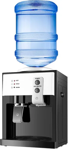 Vista 8 de Dispensador de enfriador de agua de carga superior, dispensador eléctrico de agua fría caliente de escritorio de 5 galones, agua hirviendo con Azul