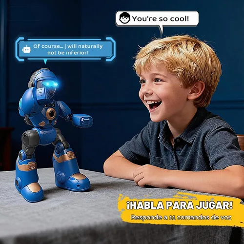 Vista 4 de Juguetes robot para niños de 3 a 8 años: robot de control remoto con hablar, programable, grabación de voz, canto, baile y control de gestos