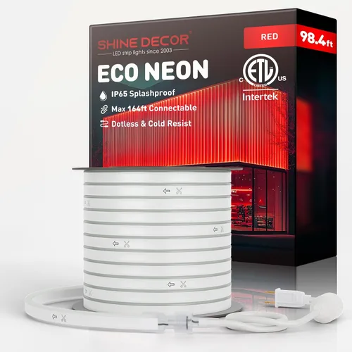 Vista 21 de Shine Decor Tira de luces LED AC 120V, cuerda de neón eco de 120 LED/m sin puntos, conectable y cortable, IP65 impermeable y resistente al clima