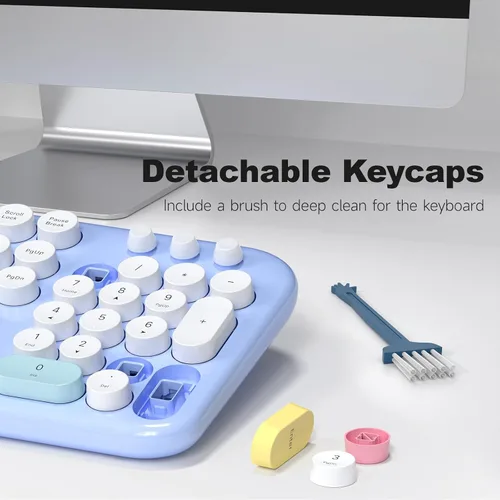 Vista 5 de MOWUX - Combo de teclado y mouse inalámbricos para Windows, teclado inalámbrico externo de tamaño completo 2.4G, mouse compacto, 8 teclas multimedia