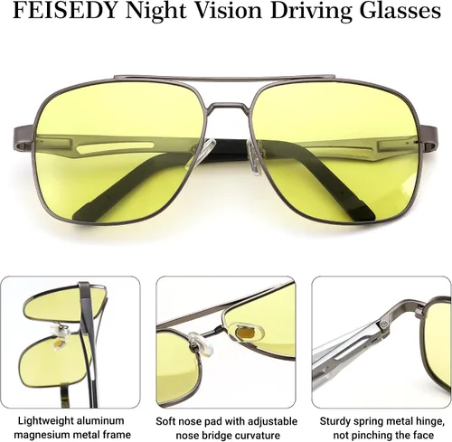 Vista 4 de FEISEDY Gafas de sol fotocromáticas polarizadas aviador hombres mujeres para conducción diurna y nocturna marco de metal B0172