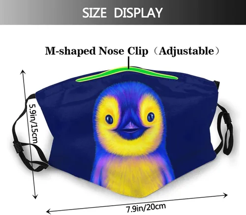 Vista 2 de Máscara facial de pingüino, unisex, pasamontañas, cubierta de boca con filtro resistente al viento, máscara ajustable