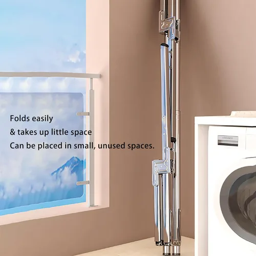 Vista 6 de Clothes Drying Rack Foldable - Stainless Steel Laundry Drying Rack for Indoor Outdoor Use, Adjustable Length Space Saving, Easy to Move, Blanket