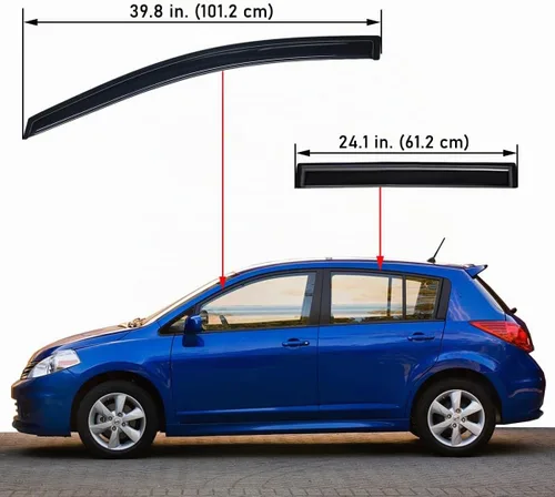 Vista 2 de Lightronic Visera de ventana de ventilación automática extra duradera para montaje exterior, compatible con Nissan Versa Hatchback 2007-2012, Nissan