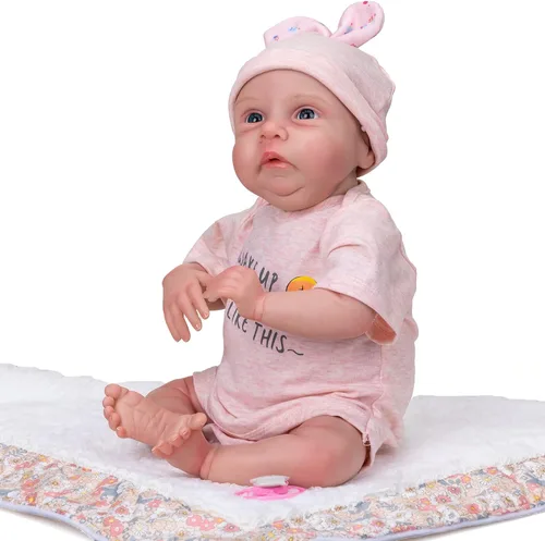 Vista 5 de Pinky Real Life Reborn Baby Dolls 19Inch 18.9 in Muñecas de bebé recién nacido de tela suave cuerpo realista muñecas juguete regalo