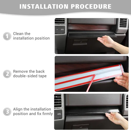 Vista 6 de Jimen Compatible con Ford F150 2015-2020, 4 Piezas Cubierta del Panel de la Consola Central Accesorios de Moldura Interior (Grano de Madera Negra)
