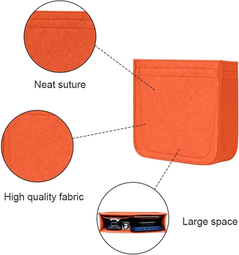 Vista 7 de Organizador de fieltro-para Hermes Evelyne III tpm pm gm bolsa inserción mini 16 29 33 bolso organizador Y003 naranja-L
