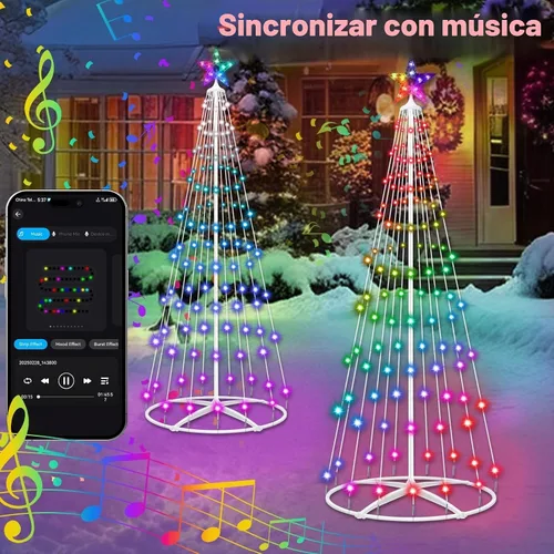 Vista 5 de Luz LED inteligente para árbol de Navidad de 4 pies, luces preiluminadas para árbol de Navidad Cambia
