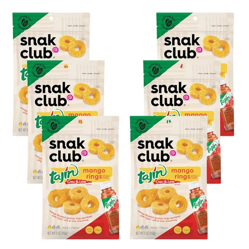 Vista 25 de Snak Club Tajin Anillos de Manzana, Bocadillos Gomosos Dulces y Sabrosos, Tamaño de Aperitivo de 2.5oz, 12