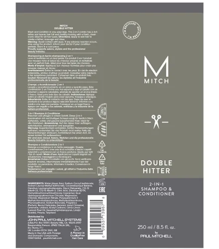 Vista 7 de MITCH by Paul Mitchell Double Hitter Champú y acondicionador 2 en 1 para hombres, para todo tipo de cabello