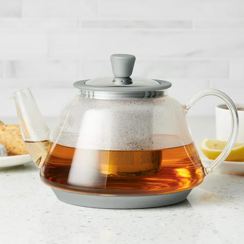 Vista 2 de BonJour 47953 Tetera de vidrio borosilicato con detalles de plata metálica, 1 pieza