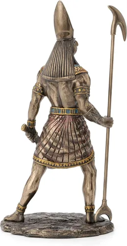 Vista 3 de WU Dios egipcio Horus sosteniendo estatua de cetro