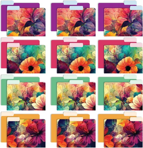 Vista 7 de Global Printed Products Carpetas de archivo impresas de diseñador de lujo, pestaña de corte de 1/3, posiciones surtidas, tamaño carta, 24 por Lámina