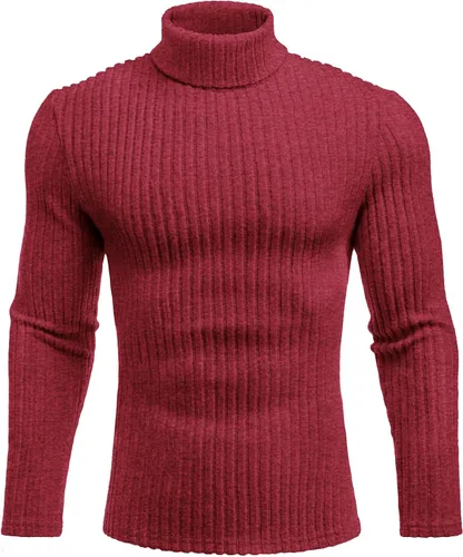 Vista 2 de Ekouaer Camisetas de cuello alto para hombre, camisa de manga larga, térmicas, ligeras, de capa base, acanaladas, suéteres sin botones, tallas S-XXL