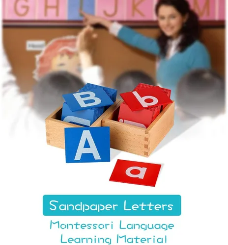 Vista 2 de Papel de lija Montessori Letra Aprender Alfabeto Tráctil Aprendizaje Phnonics Reconocimiento de Cartas Habilidades Pre-Escritura Educación