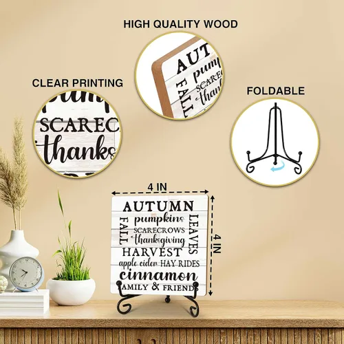 Vista 2 de Decoraciones de otoño para decoración del hogar, letrero de mesa de otoño de calabazas de otoño, decoraciones de bandeja escalonada de otoño, placa
