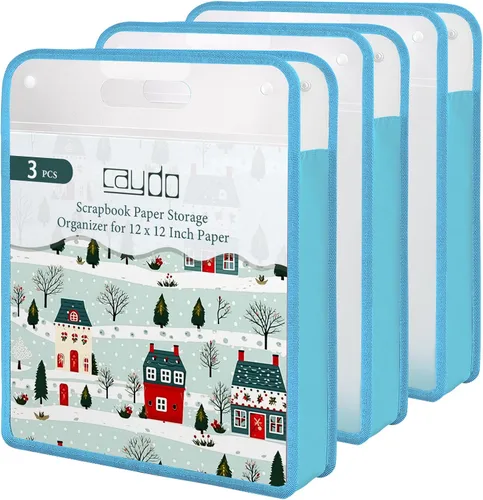 Vista 11 de Caydo Organizador de papel para álbum de recortes, paquete de 3 folios de papel expandible negro con asa, almacenamiento de papel portátil
