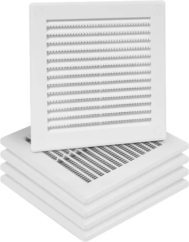 Vista 35 de Paquete de 2 cubiertas cuadradas de ventilación de aire de 4" x 4" (tamaño exterior) - Deflector de ventilación de plástico negro - Malla