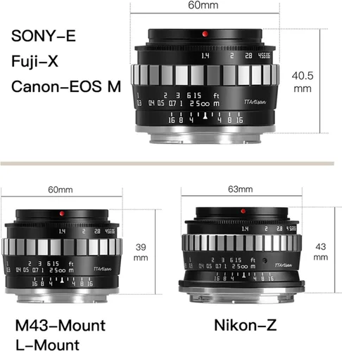 Vista 7 de TTArtisan Lente de cámara APS-C gran angular de 0.906 in F1.4 Enfoque manual para Olympus/Panasonic M43 MFT Mount EPM1 EPM2 EPL1 EPL1 EPL9 E-P6