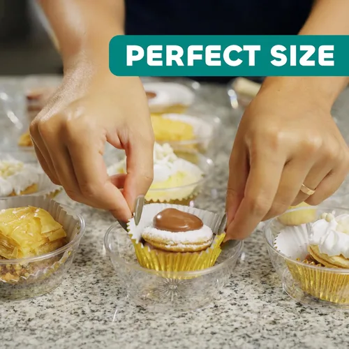 Vista 7 de JoyServe Mini cuencos de plástico transparente – A granel paquete de 100 cuencos desechables de plástico duro de primera calidad para postres